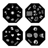 Kit 4 placas para carimbo Nail Art Stamp