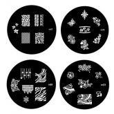 Kit com 4 placas para carimbo Nail Art Stamp