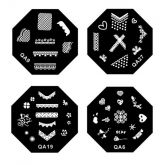 Kit com 4 placas para carimbo Nail Art Stamp