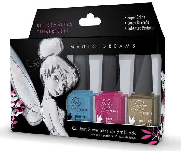 Kit Biotropic c/ 3 Esmaltes Tinker Bell Coleção Magic Dreams
